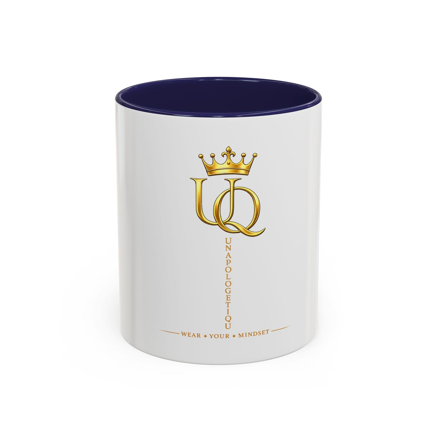 Gold Crown 'UQ' Accent Coffee Mug — Elegant Royal Logo Ceramic Mug