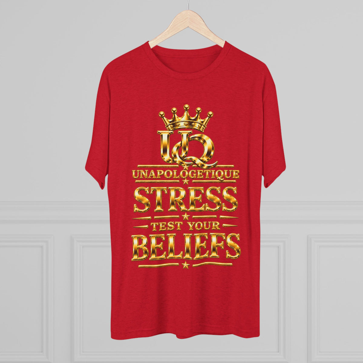 Unapologetique WOW Gold 'Stress Test Your Beliefs' Crew Tee