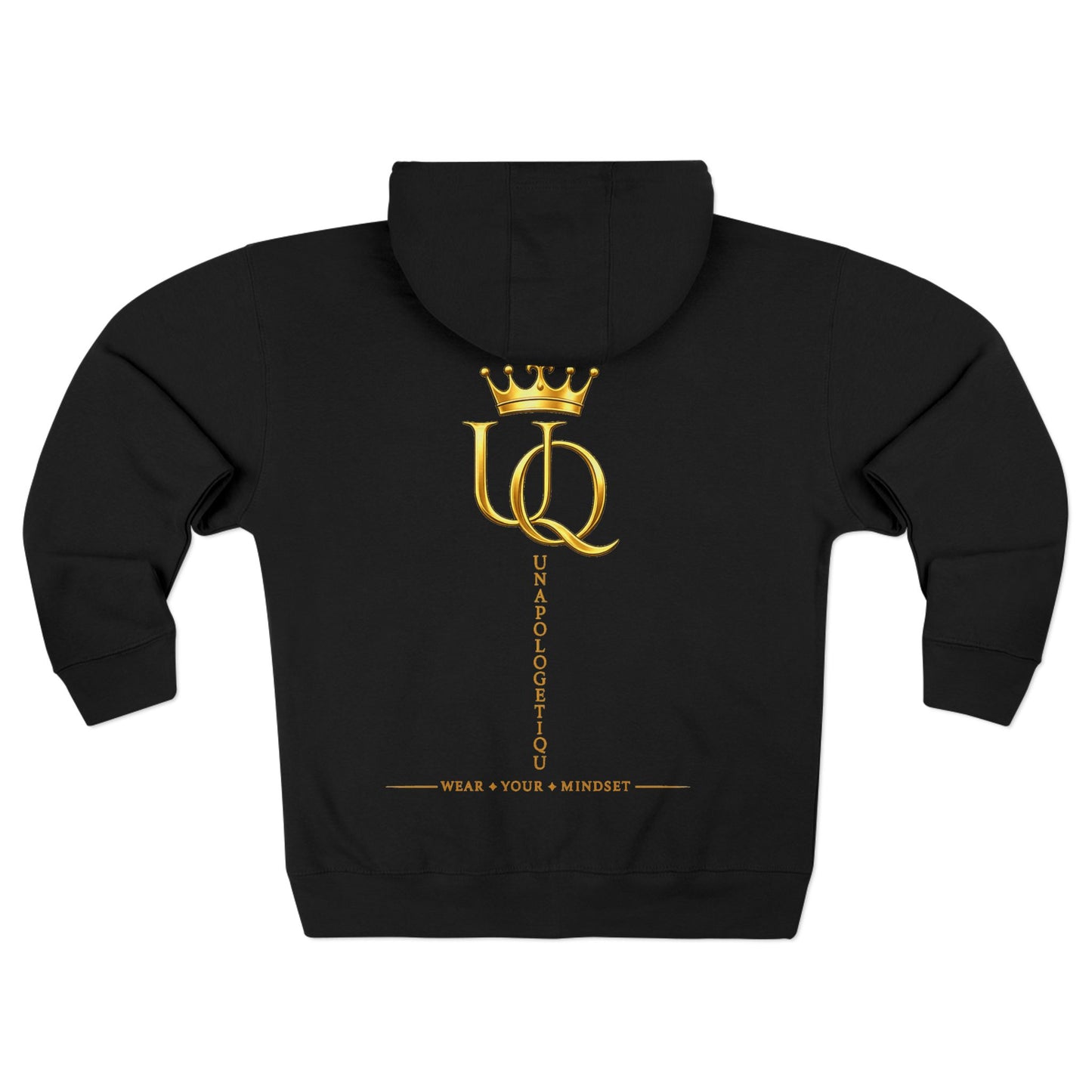 Unapologetique Gold Crown 'UQ' Logo Zip Hoodie — Luxury Queen Emblem Zip-Up