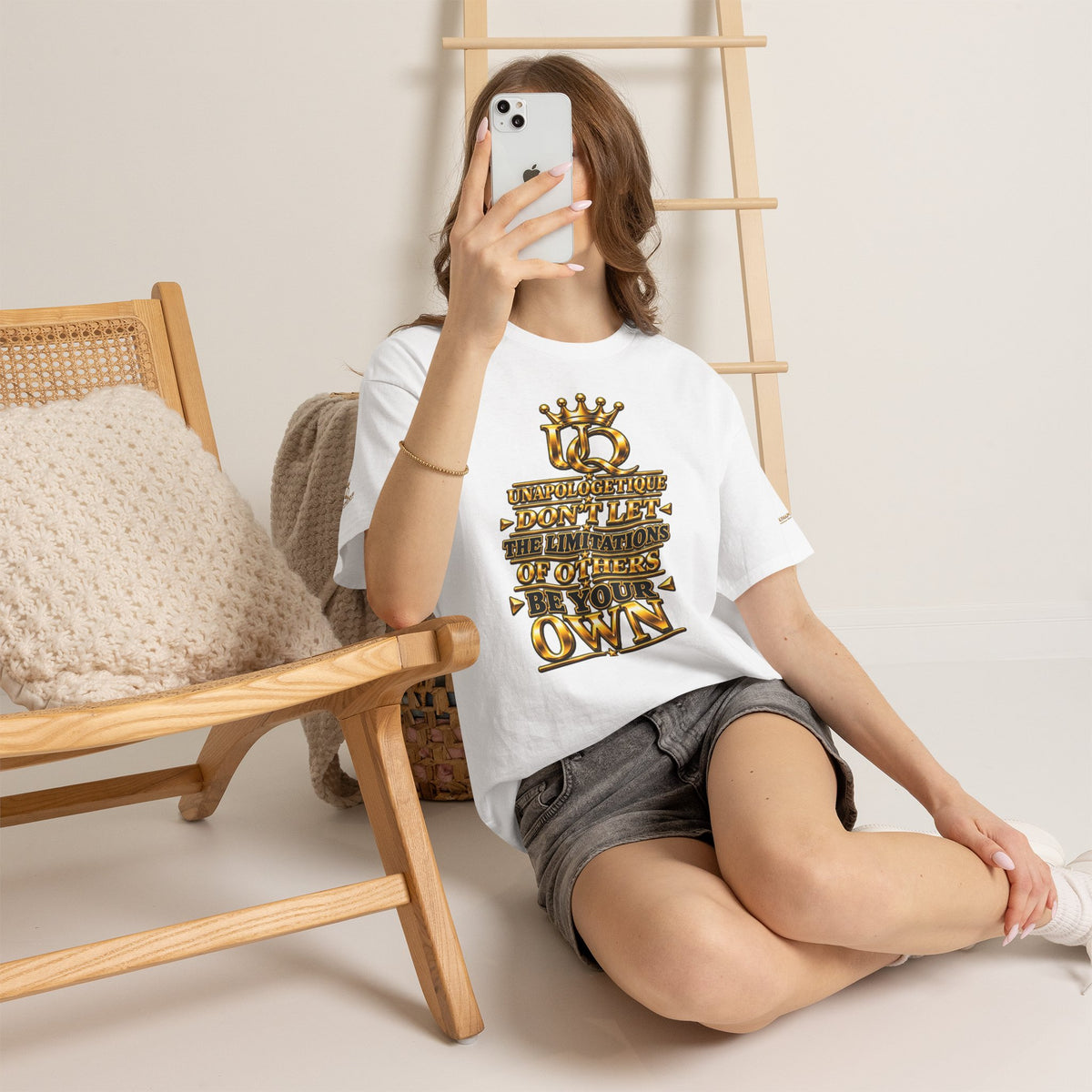 Unapologetique Gold T-Shirt — "Don't Let Limitations Own" Inspirational Crown Graphic Tee