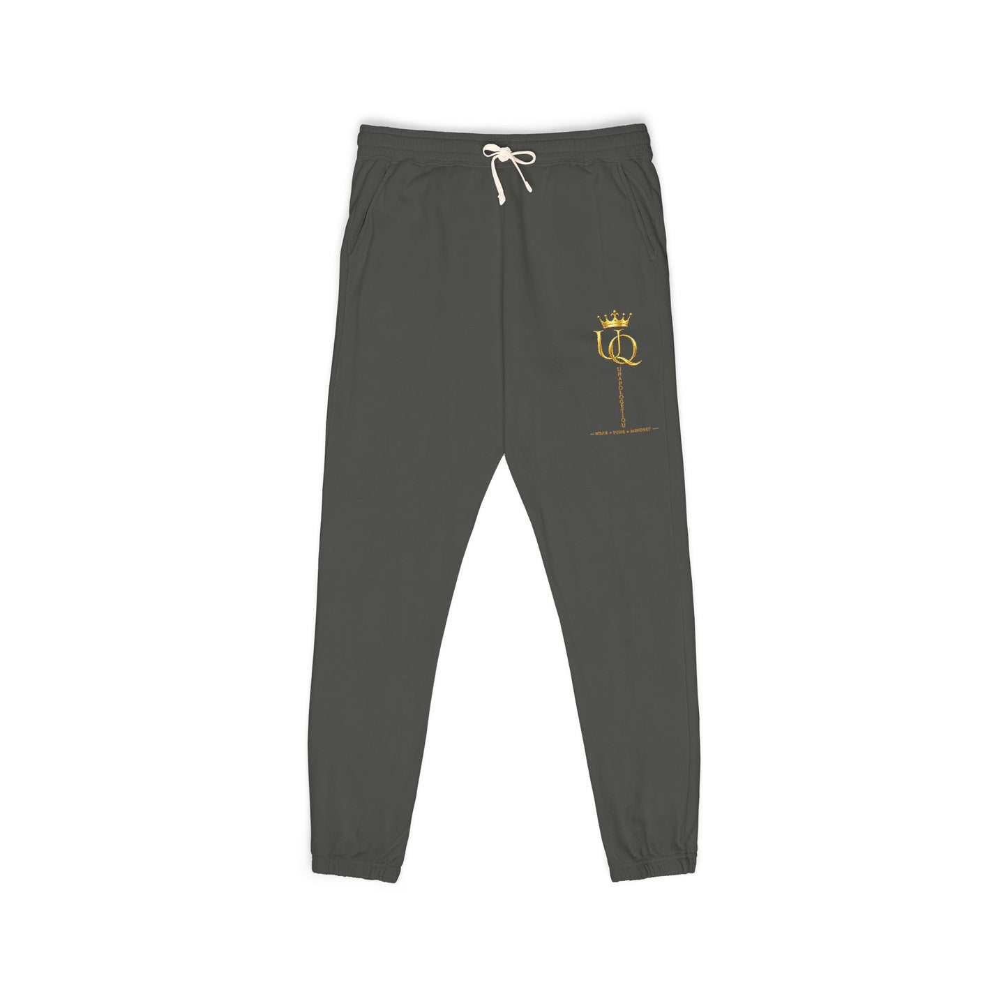 Unapologetique Gold Crowned Flower Sweatpants — Casual Graphic Joggers