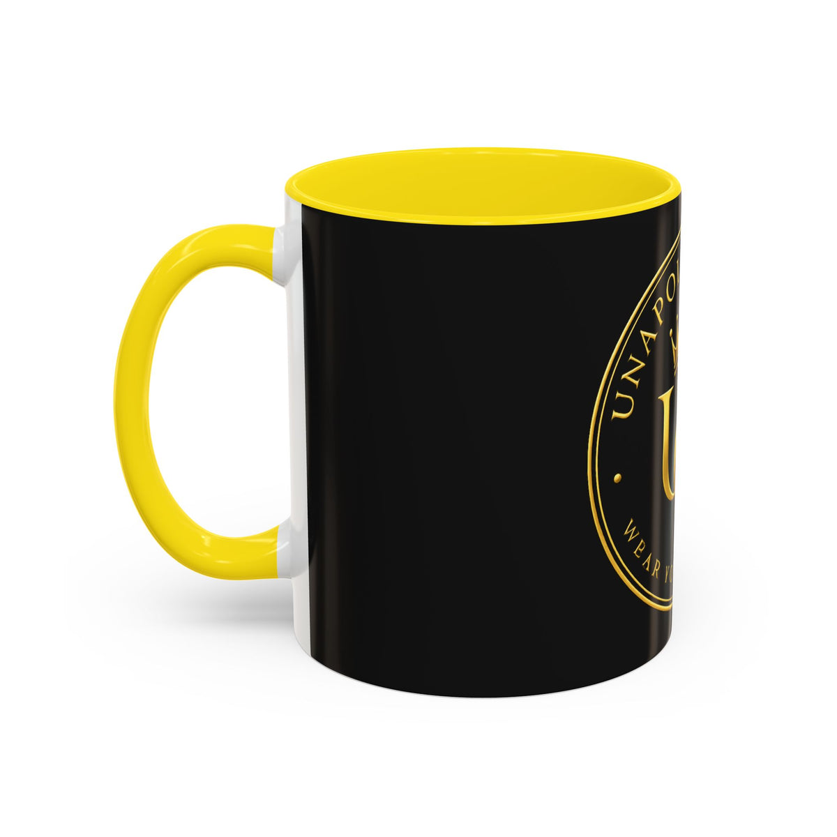 Unapologetique Gold Crown 'UQ' Accent Coffee Mug — Elegant Royal Logo Ceramic Mug