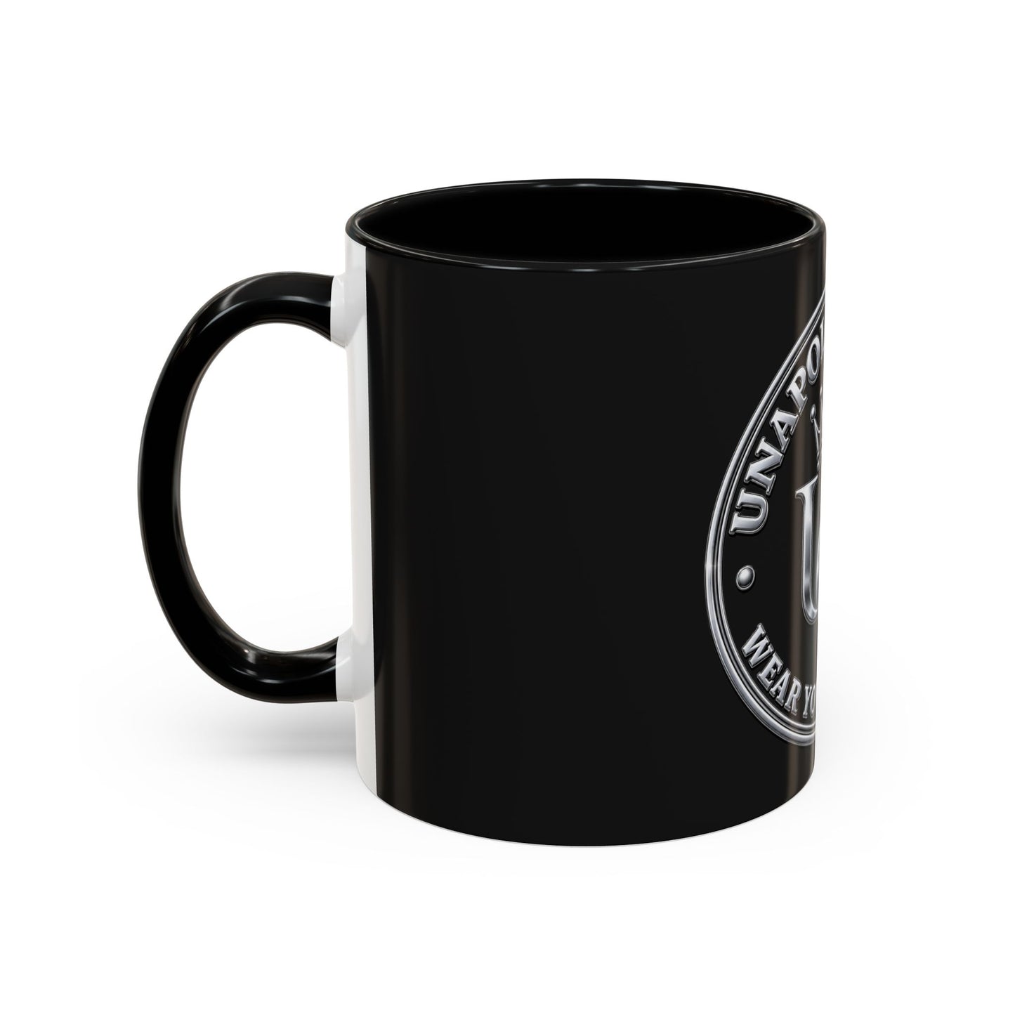 Unapologetique Silver Crown 'UQ' Accent Coffee Mug — Elegant Royal Logo Ceramic Mug