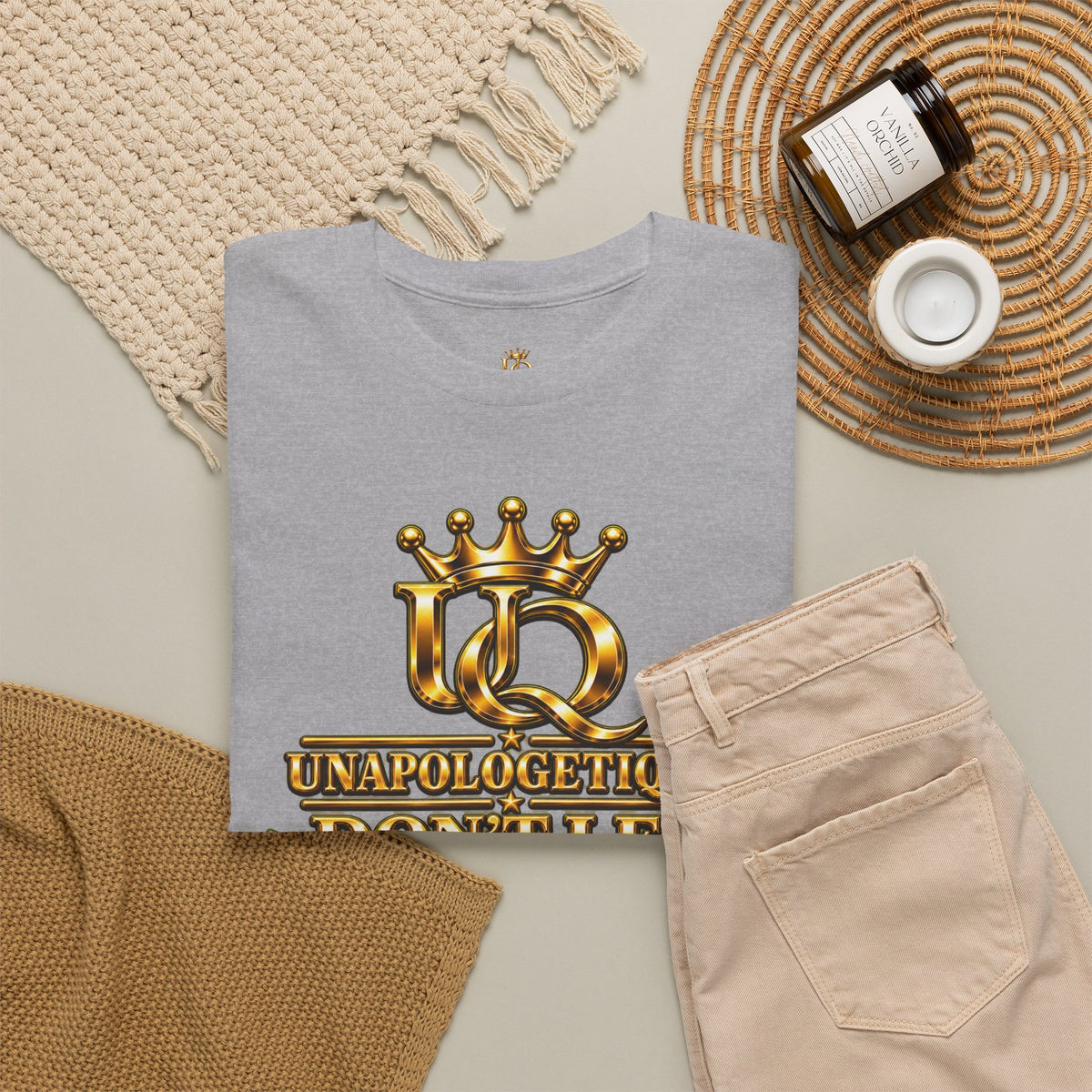 Unapologetique WOW Gold T-Shirt — "Don't Let Limitations Own" Inspirational Crown Graphic Tee