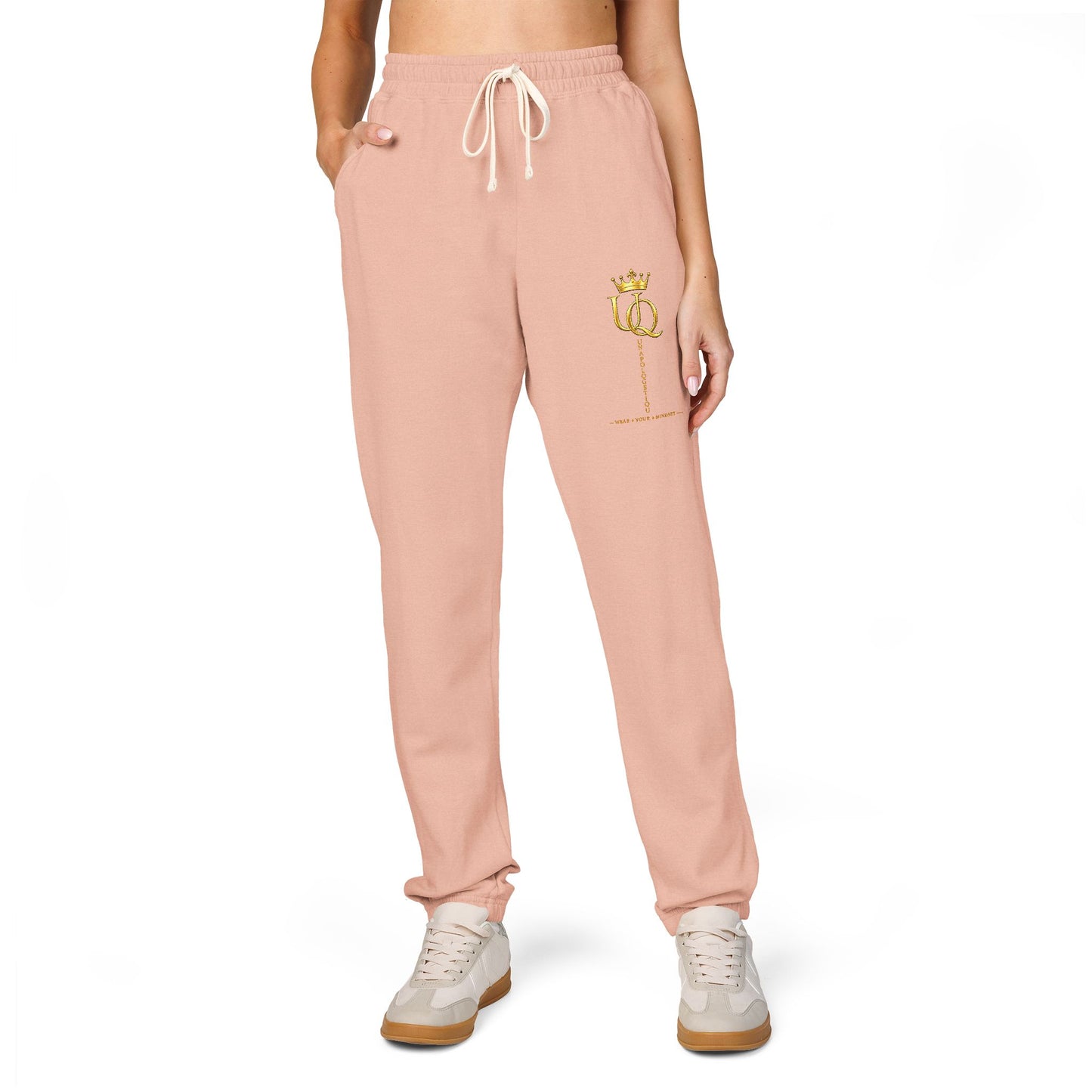 Unapologetique Gold Crowned Flower Sweatpants — Casual Graphic Joggers
