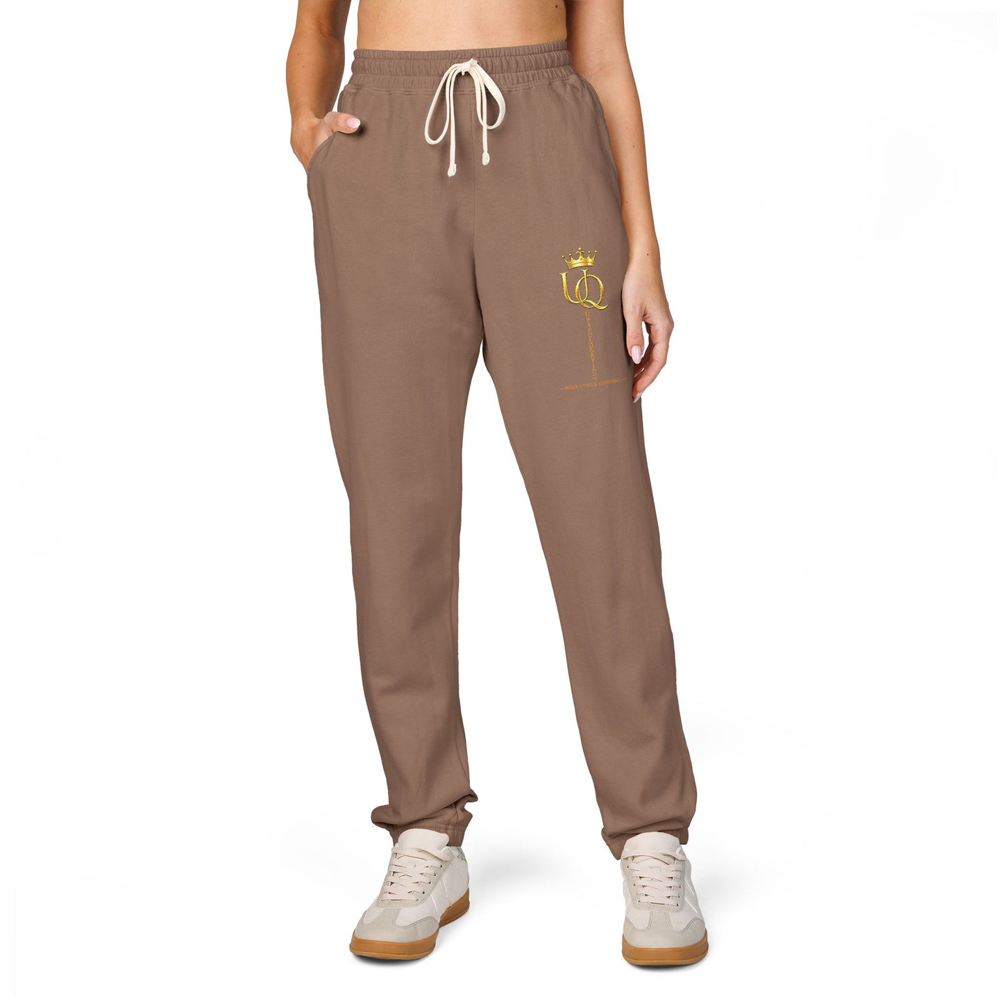 Unapologetique Gold Crowned Flower Sweatpants — Casual Graphic Joggers