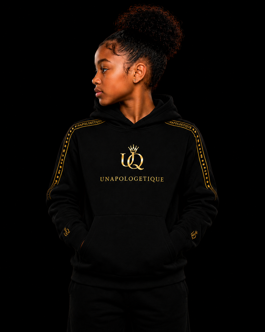 UNAPOLOGETIQUE GOLD HOODIE FOR GIRLS