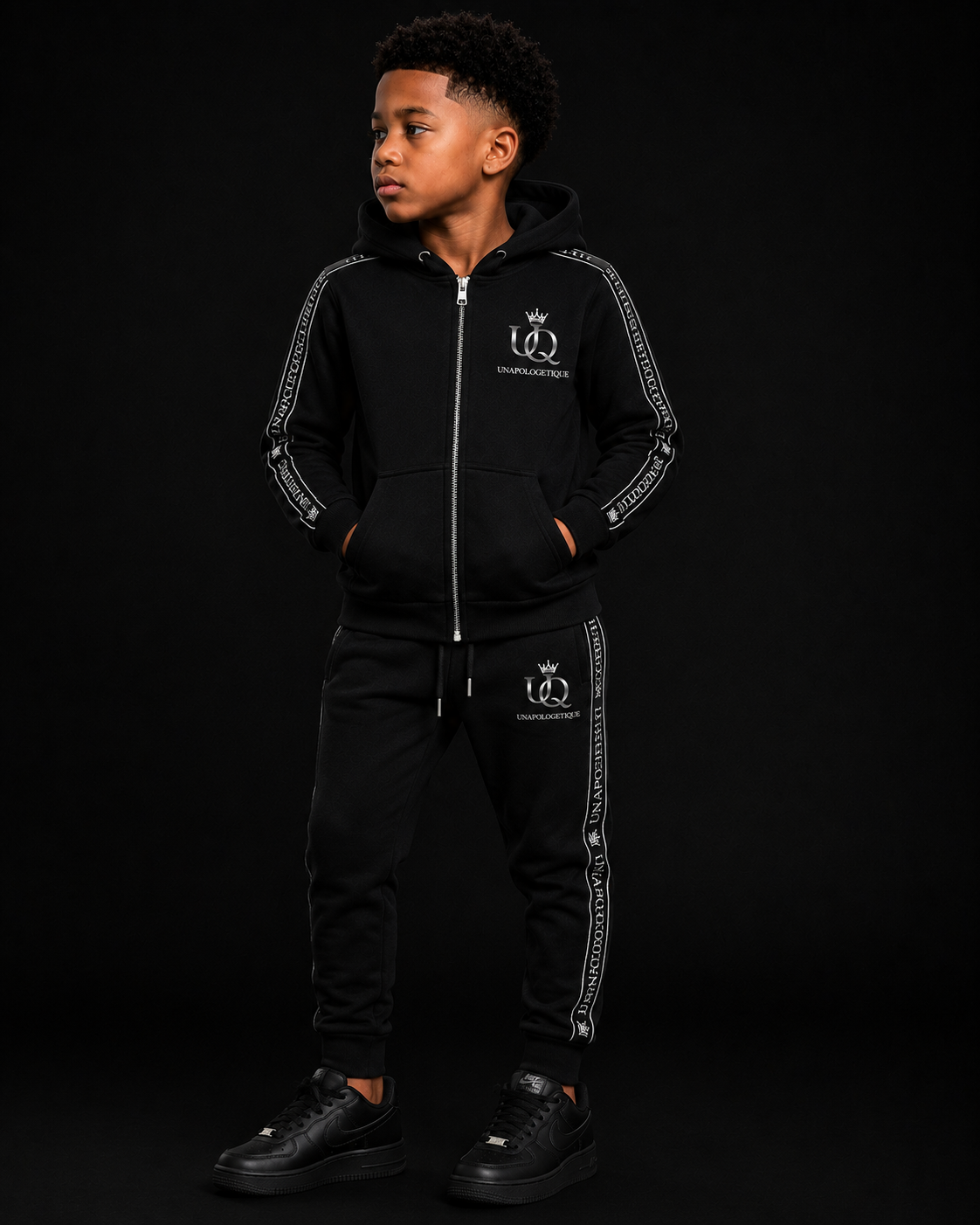 UNAPOLOGETIQUE SILVER TRACKSUIT FOR BOYS