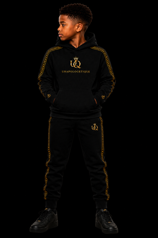 UNAPOLOGETIQUE GOLD TRACKSUIT FOR BOYS