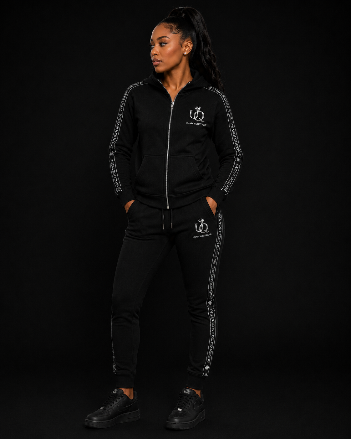 UNAPOLOGETIQUE SILVER TRACKSUIT FOR WOMEN