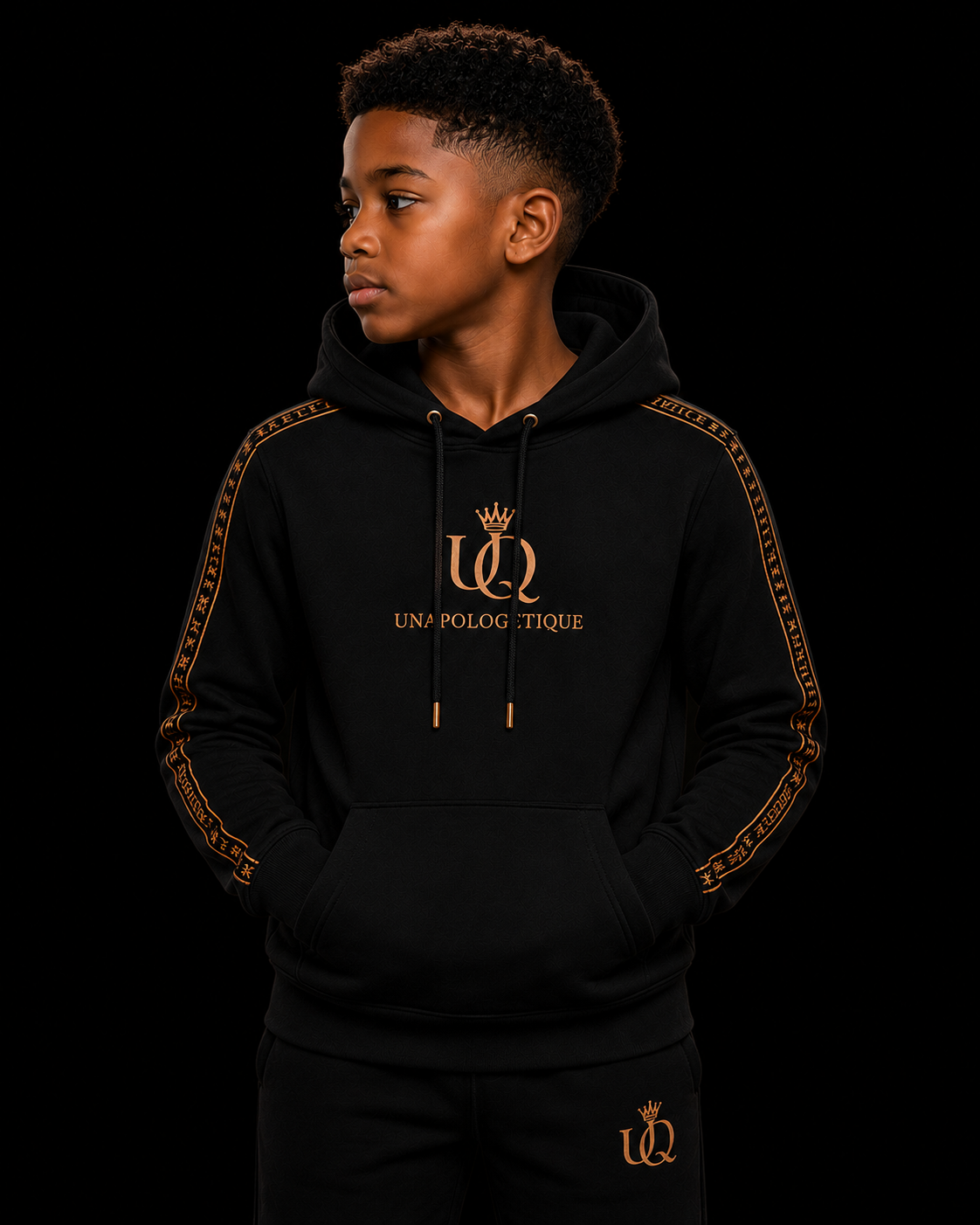 UNAPOLOGETIQUE BRONZE HOODIE FOR BOYS