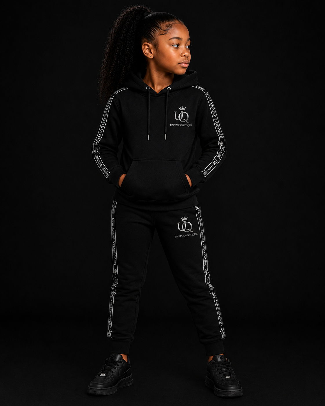 UNAPOLOGETIQUE SILVER TRACKSUIT FOR GIRLS
