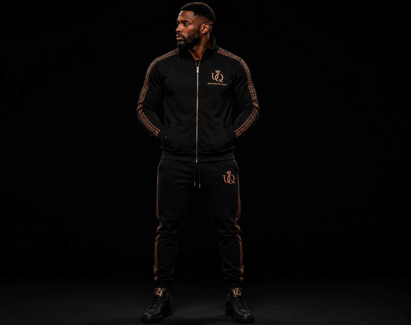 UNAPOLOGETIQUE GOLD TRACKSUIT FOR MEN