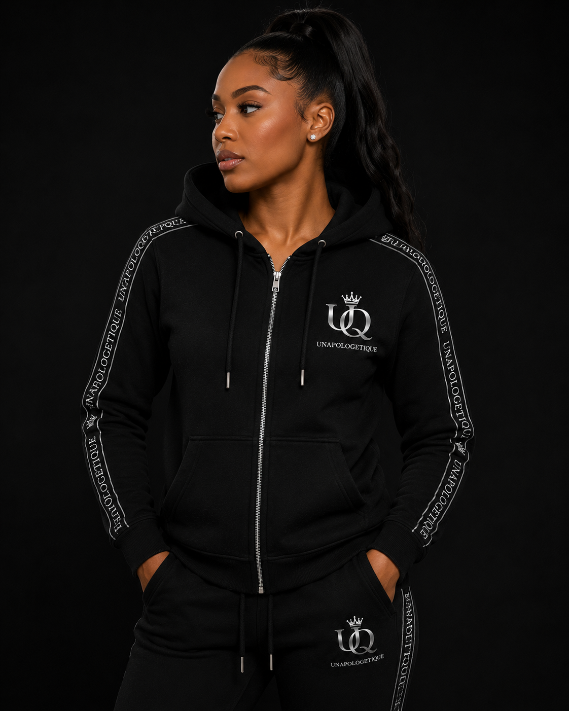 UNAPOLOGETIQUE SILVER HOODIE FOR WOMEN