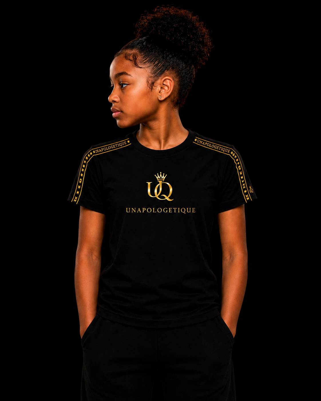 UNAPOLOGETIQUE GOLD T-SHIRT FOR GIRLS