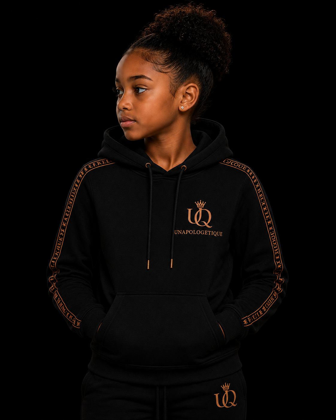 UNAPOLOGETIQUE BRONZE HOODIE FOR GIRLS